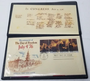 Bicentennial July 4th 1976 First Day Cover Stamp Declaration Signatures Folder - Picture 1 of 5