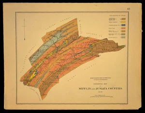 1878 MIFFLIN COUNTY PA Map of JUNIATA Lewistown PA Belleville Geological NO FOLD - Picture 1 of 5
