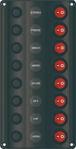 Switch Panel LED 8 Gang with Circuit Breakers Marine/Caravan IP 65 Splash Proof - Picture 1 of 4