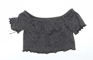 Cameo Rose Womens Silver Polyester Blend Cropped Blouse Size 12 - Picture 1 of 12