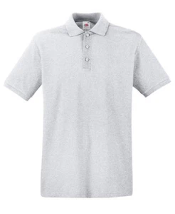 Premium Polo Pique Fruit of the Loom 100% Cotton Premium Ash Grey S - Picture 1 of 1