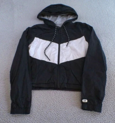 Abercrombie & Fitch Women Small Black Jacket Full Zip Hooded Windbreaker - Image 1 of 4