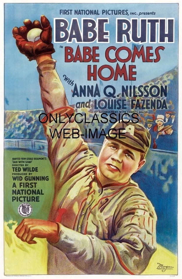 1927 VINTAGE NEW YORK YANKEES BABE RUTH COMES HOME BASEBALL MOVIE 11X17 POSTER - Image 1 of 1