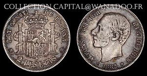 España 2 Pesetas 1882 Madrid (1881-82) Muy Buen Estado Plata - Imagen 1 de 1
