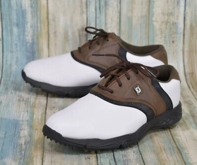 Zapatos de golf Footjoy Junior talla 4 (M) de cuero tacos FJ marrón silla 45041  Foto 1 de 4