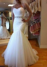 Elegant Bridal Mermaid Dresses Wedding Gowns Beaded Belt Sweetheart Strapless
