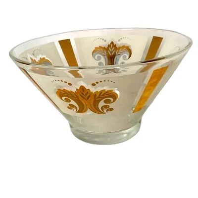 Vintage MCM Anchor Hocking Glass Fleur-de-Lis Grande Para Servir/Chip/Ensaladera Cuenco Foto 1 de 4
