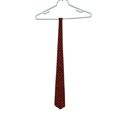 Corbata Salvatorre Ferragamo Para Hombre Rojo Cocodrilo Pez Estampado Punta Punta Foto 1 de 4