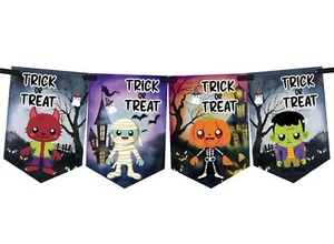 Bunting de Halloween para niños, pancarta de Halloween, 8 banderas, guirnalda, decoración, truco o trato - Imagen 1 de 7