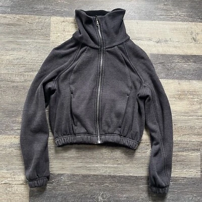Jaqueta LULULEMON Plush Times cinza forrada de lã gola funil recortada zíper completo tamanho 2 - Imagem 1 de 4
