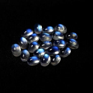 4x6 MM Oval 21 Pcs Lot 12.3 Cts Natural AAA Flashy Rainbow Moonstone Cabochons - Picture 1 of 11