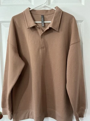 Felpa pullover donna MONDETTA marrone 1/4 bottoni colletto taglia XXL - Immagine 1 di 2