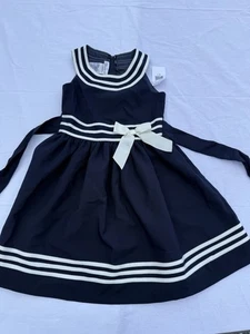 Neu Bonnie Jean Mädchen maritim Matrose marineblau weiß gestreift Partykleid Gr. 10 - Bild 1 von 13