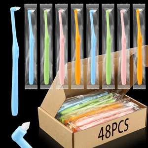 48 Pcs End Tuft Toothbrush Individually Wrapped Small Head Toothbrush Reusable O - Picture 1 of 12