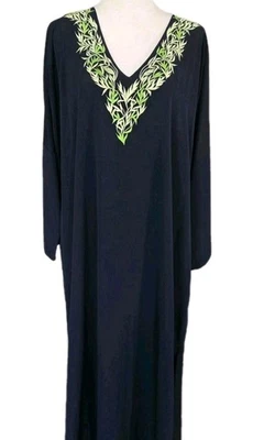 Новый Natori кафтан вышитые листья макси Muumuu платье Nieman Marcus один размер - Изображение 1 из 4