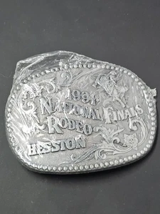 NEU Vintage 1991 Hesston National Finals Rodeo versiegelte Gürtelschnalle, 4"x 3" - Bild 1 von 8