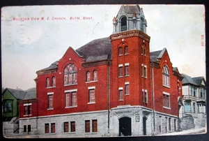 Montana Mountain View Church Butte alte Postkarte verschickt 1911 Mont. Karte 3011 - Bild 1 von 2
