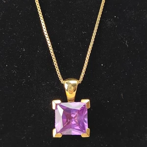Ross Simons Gold Vermiel über Sterlingsilber Amethyst Anhänger & Halskette 18" - Bild 1 von 18