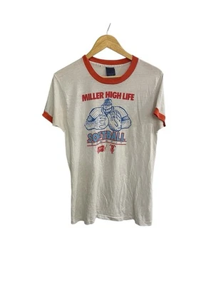 Camiseta vintage de los 80 Miller High Life Softbol Timbre papel fino  Foto 1 de 4