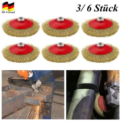 3/6x Kegelbürste Gewellt M14 Drahtbürste Scheibenbürste Für Flex Winkelschleifer - Bild 1 von 4