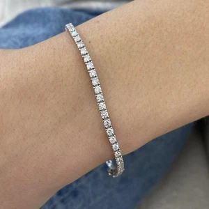 Round Lab-Created Diamond Tennis Bracelet 2.90ct F/VS 14K White Gold - Picture 1 of 6