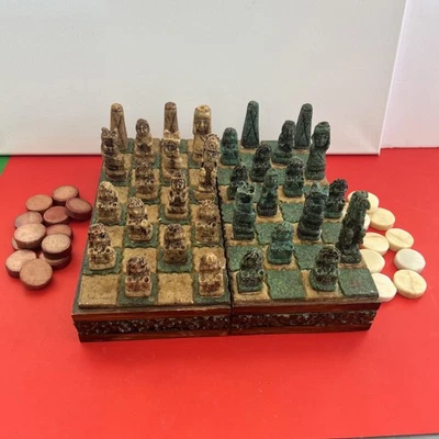 Vintage Aztec VS Mayan Chess Set - Image 1 of 4
