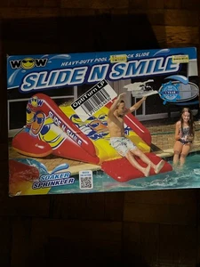WOW Sports Slide N Smile Pool Inflatable Water Slide with Sprinklers - Picture 1 of 1