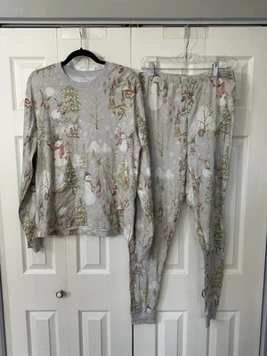 Pottery Barn Adult Snow Day Gnomes Organic Cotton Pajamas Unisex XL Multi #9978H - Image 1 of 4