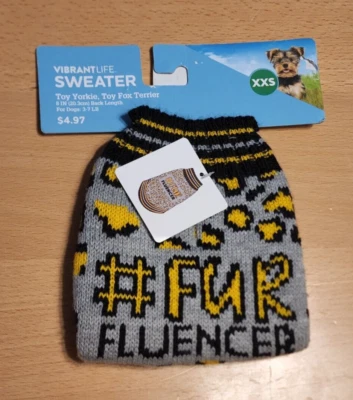 Vibrant Life Dog Sweater Knit Warm XXS #Fur Fluencer Toy Yorkie Toy Fox Terrier Foto 1 de 2