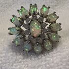Vintage 925 Opal Flower Cluster Ring Size 9
