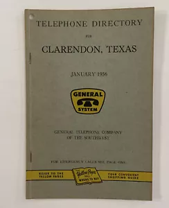 1956 Clarendon , TX General Telephone Co Of The Southwest Directory - Picture 1 of 6