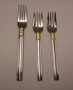 Pfaltzgraff Golden Crossroads Stainless Glossy 1 Dinner Fork and 2 Salad Forks  - Picture 1 of 6