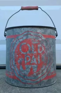 Vintage Old Pal Minnow Bait Bucket Fishing Lure Advertising Antique Galvanized - Picture 1 of 14