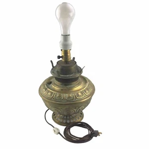 B&H #89 brass Lamp kerosene oil electrified 7' cord Antique 1890 Works ~No Shade - Picture 1 of 12