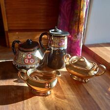 Antique Lustreware Teapot, Hot Water Jug, Sugar Bowl, Milk Jug.