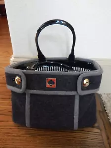 Kate Spade Two Tone Gray Felt / Wool Feel Bag Beantown Satchel Tote Rare! - Picture 1 of 8