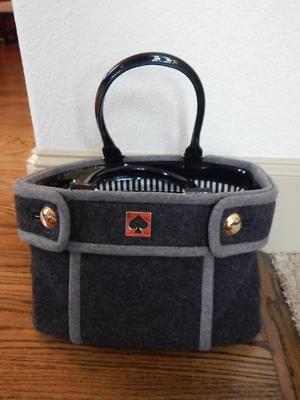 Bolso de Mano Kate Spade Dos Tonos Gris Fieltro/Lana Sentimiento Beantown ¡Raro! Foto 1 de 4