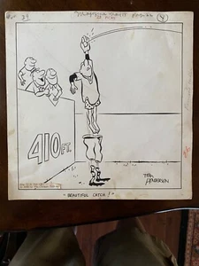 Gag Cartoon Funny Baseball gag ink on paper measures 11 X 11 - Picture 1 of 2