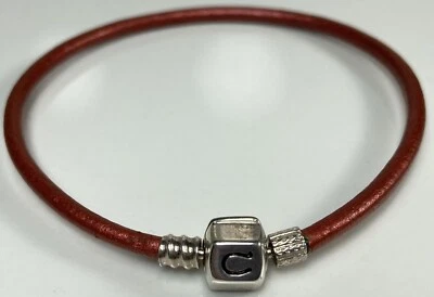 PULSERA CHAMILIA 925 ESTERLINA RETIRADA CUERO CAQUI METÁLICO 7 1/2” (K520) Foto 1 de 4