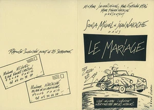 CLERC LE MARIAGE CARTE ANNONCE DOUBLE VOLET A5 PAPIER CRÈME 1990 - Picture 1 of 1
