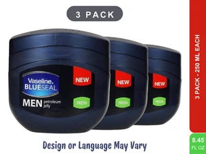 VASELINE BLUESEAL MEN Blue Seal Fresh Petroleum Jelly 250 ML /8.45 OZ (3 pack) - Picture 1 of 9