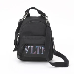 VALENTINO VLTN Backpack Mini Shoulder Bag Canvas Black Item NO. Used TOMI-0 - Picture 1 of 10