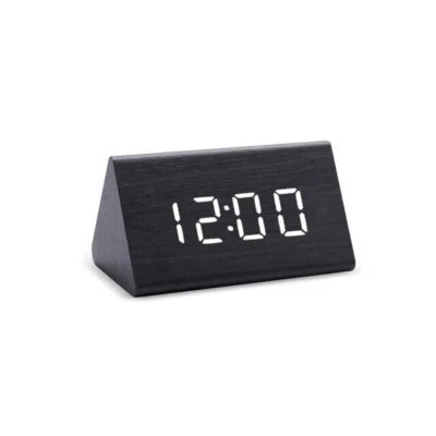 Control de Sonido Madera USB/AA LED Digital Despertador Escritorio Reloj 21x10cm Termómetro Reino Unido Foto 1 de 4