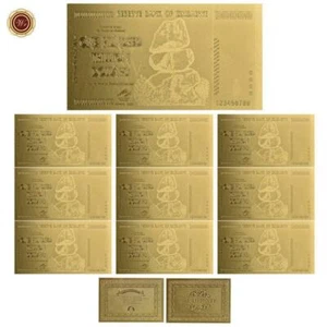 10X $100 One Hundred Trillion Dollar Gold Zimbabwe Banknote W/ Rock COA All Gold - Picture 1 of 6