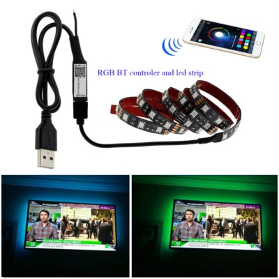 DC5V 5050 RGB TV Backlight LED Strip Set USB Tape String +BT wireless Controller - Image 1 of 4