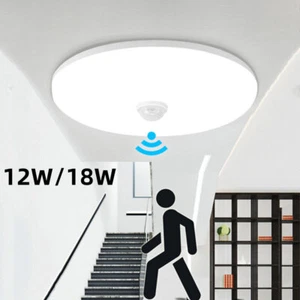 Modern LED Ceiling Light Round PIR Motion Sensor Livingroom Kitchen Bedroom Lamp - Picture 1 of 13