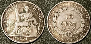 Indocina Francese - 10 Cent. Argento 1894 A, Parigi TTB ! LEC#134 - Picture 1 of 1