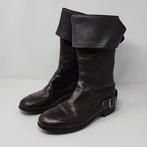 Hogan Mid Calf Brown Leather Motorcycle Women's Boots Size 7.5 - Picture 1 of 6