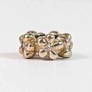 Pandora 14k Yellow Gold Diamond Floral Spacer Charm 750436d 585 ALE Retired