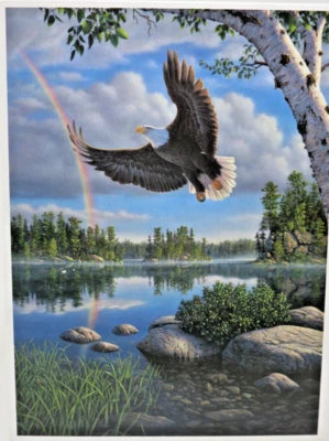 Rompecabezas Buffalo On Eagles Wings 1000 piezas en vuelo Rainbow Lake Kim Norlien nuevo Foto 1 de 4